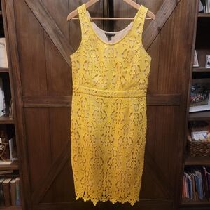 Yellow Lace Dress Banana Republic Womens Size 8